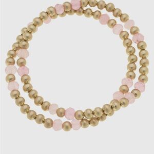 Elegant Gold and Pink Beaded Bracelet